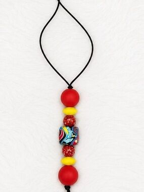 Colorful Beaded Car Charm - Red, Yellow, Multicolor